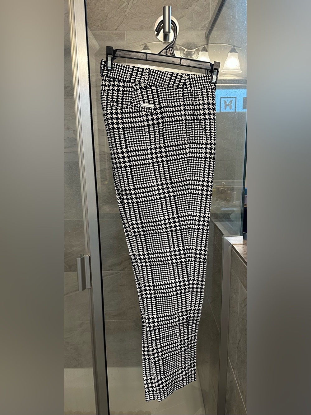Michael Kors Black and White Houndstooth Slim Pants